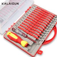 KALAIDUN Insulated Screwdriver Set CR-V Dual Head Magnetic Phillips Slotted Torx Bits Electrician Hand Tools Kit With Tester