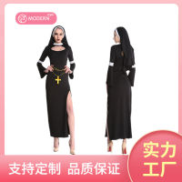 นักบวชหญิงฮาโลวีนเครื่องแต่งกายคอสเพลย์ Cross Pastor ชุดแม่ชี Cosplay ชุดพระชุดเกม