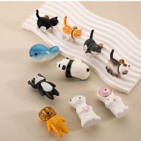 Ceramics Animal Shape Cabinet Handle PVC Cartoon Cat Cabinet Knobs Furniture Handles For Childrens Room Bedside Table Handle Door Hardware Locks