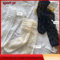 SPORT PR 2Pcs ลูกไม้ปักลาย หลอดทรงสูง มี3สี ระบายอากาศได้ระบายอากาศ ถุงเท้าเข่าต้นขา น่ารักน่ารักๆ โปร่งใสโปร่งใส ถุงน่องโลลิต้า สำหรับผู้หญิง