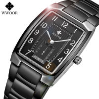 New WWOOR Luxury nd Women Quartz Watches Fashion Square Black Ladies Dress celet Clock Female Arabic Design Wristwatch Box