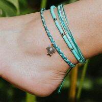 【CW】✠卍  IFMYA Bohemia Eeaving Strips Thin Chain Beaded Anklet for Sea Turtle Beach Leg Foot Jewelry