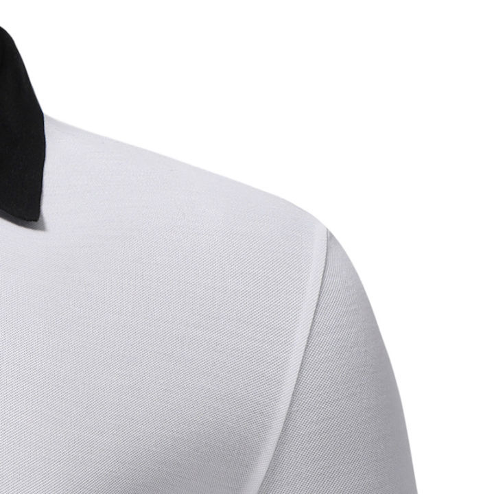 สีขาวเปิดลงปกปุ่มขึ้นเสื้อยืดผู้ชายโปโล-h-omme-2022ยี่ห้อแขนสั้นเสื้อโปโลผู้ชายทำงานธุรกิจสบายๆเสื้อยืด