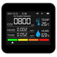 แอปมิเตอร์วัด CO2ในอากาศแบบ9ฟังก์ชันในตัวเดียวตัวตรวจจับคาร์บอนไดออกไซด์ PM2.5 PM1.0อุณหภูมิ PM10เครื่องมือตรวจสอบเซ็นเซอร์ CO2ความชื้น