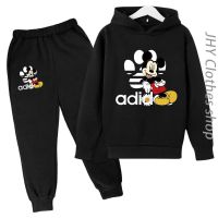 Mickey Mouse Hoodie Kids 3-14 Years Old Fall/Winter Clothing Girls Boys Top + Pants 2P Fashion Charming Coat Sports Casual Suit