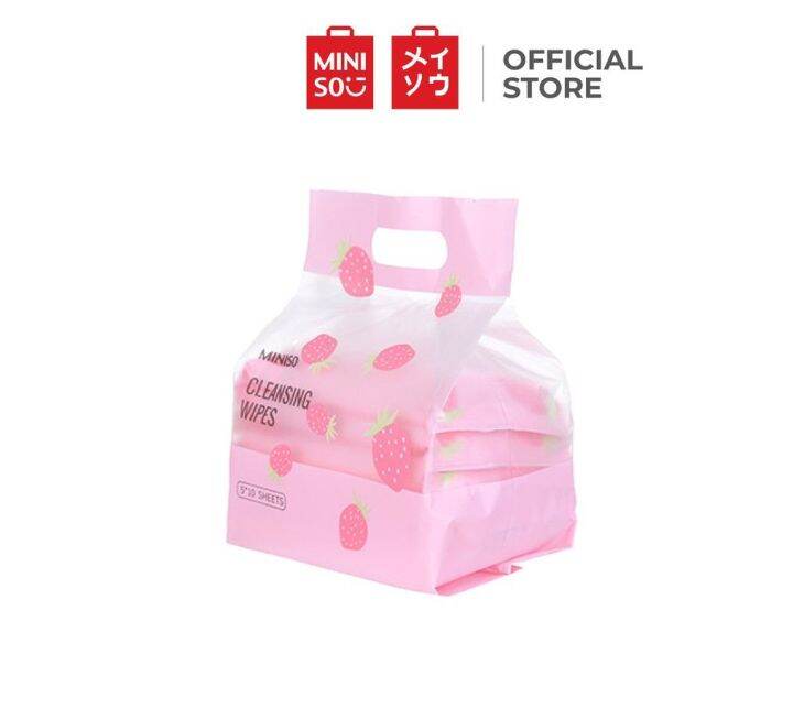 Miniso Energy of Fruits Cleansing Facial Wipes Strawberry, Aloe Vera, Argan Oil, Australian Tea