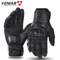 【CW】VEMAR Locomotive Retro Cowhide Goat Leather Gloves Motorcycle Long Gloves Winter Touch Screen Long Style Motocross Gloves M-2XL