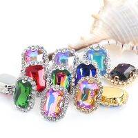 【CW】 10pcs Octagon Rhinestones Needlework Sew Buckle Stones With Gold Claws Womens Belts Acces Sewing