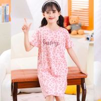 Little Girl Nightgown Nightdress for Girls Silk Summer Short-Sleeve Cartoon Pajamas Childrens Clothing Nightwear Kids Pajama