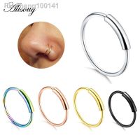 Alisouy 1pc 22g 6/8/10mm Steel Hinged Clicker circle ring Piercing Nose Ring Hoop Lip Ear Ring Body Jewelry Piercing Clip Gift