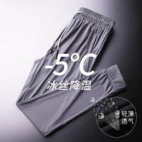 [COD] Silk Pants Mens Thin Nine-point Beam Feet Air-Conditioning Quick-drying Loose Trousers