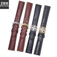 PP crocodile leather watch strap adapted to original Patek Philippe genuine leather watch strap mens chronograph mechanical grenade folding buckle 【JYUE】