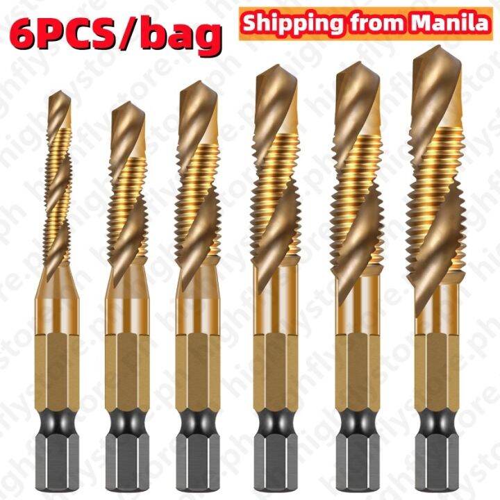 6 Pack Titanium Combination Tap and Drill Bit Metric Drill Tap Set M3