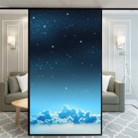 Privacy Windows Film Decorative Beautiful Starry Sky Stained Glass Window Stickers No Glue Static Cling Frosted Window Tint