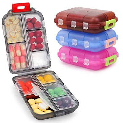 10 Grids Medicine Pill Storage Case Waterproof Purse Pill Holder Supplement Case Portable Vitamin Candy Pill Box Splitters Medicine  First Aid Storage