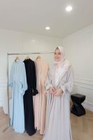 Breezy dress (Eid collection)เดรสทรงพริ้ว ดีเทลจีบเอวแขนรูดสม็อค ซิปหลัง กระเป๋าข้าง[N Able Style]