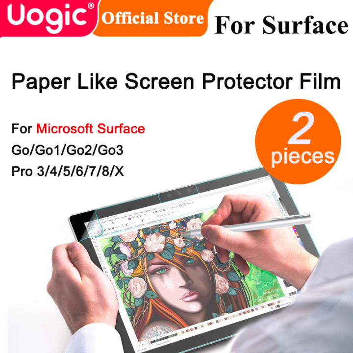 uogic-กระดาษเหมือนฟิล์มป้องกันหน้าจอสำหรับ-microsoft-surface-pro-3-4-5-6-7-8-9-x-สำหรับ-microsoft-surface-go-go1-go2-go3-เขียนวาดและร่างด้วยปากกาพื้นผิวเหมือนบนฟิล์ม