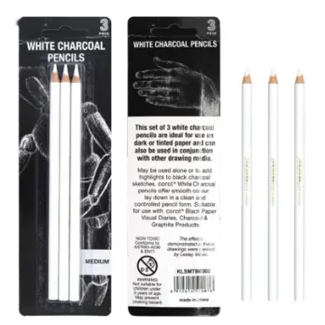 6Pcs White Charcoal Pencil Drawing Set Soft & Medium Sketching Pencil Art  Su-lq