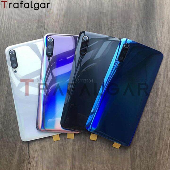 ใสใสสำหรับ-xiaomi-mi9-mi-9-pro-5g-ฝาครอบแบตเตอรี่ด้านหลังกระจกด้านหลังแผงตัวเรือนพร้อมฝาครอบเลนส์กล้อง-สติกเกอร์