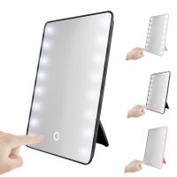 【TIMIN Home Tools】 16 LED Touch Screen กระจกแต่งหน้า180องศาหมุนเครื่องสำอางชาร์จ USB ยืนสำหรับโต๊ะห้องน้ำห้องนอนท่องเที่ยว