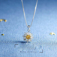 Women 925 Sterling Silver Daisy Necklace Wishful Sun Flower Pendant Chain Minimalist Simple Jewelry Gift Adjustable