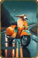 Vintage Nostalgic-Art Vespa Parking Only Tin Sign Metallic Multi-Colour Outdoor Decor Home Decoration Wall Metal Plate