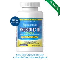 ((สูตรใหม่ ขวดใหญ่ 120 เม็ด ทานวันละ 1 เม็ด))  Puritans Pride Probiotic 10 with Vitamin D 120 Capsules