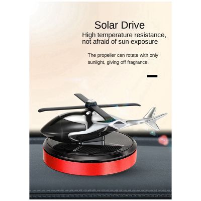 Car Perfume Aromatherapy Ornament Helicopter Solar Rotating Fragrance Car Air Freshener Car Interior Supplies Parts (Red)