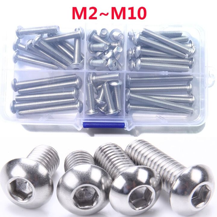 hexagon-socket-head-button-screw-set-m2-m2-5-m3-m4-m5-m6-m8-m10-a2-304-stainless-steel-hex-socket-button-cap-head-allen-bolt-nails-screws-fasteners