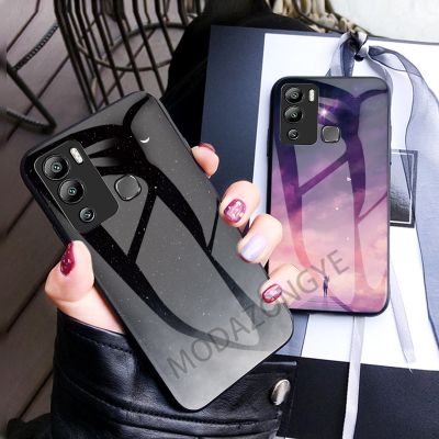 Infinix ร้อน12i กรณีกระจกโทรศัพท์กรณี Soft TPU ขอบคุ้มครองฮาร์ดกันกระแทกแฟชั่น Infinix ร้อน12i ปลอกปกหลัง