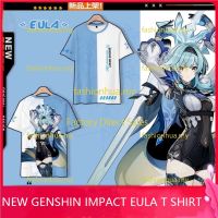 2023 New2023ใหม่อะนิเมะ Genshin Impact Eula T เสื้อแฟชั่นญี่ปุ่นผู้ชายผู้หญิงหลวม3D พิมพ์แขนสั้น T Unisex Casual Top คอสเพลย์