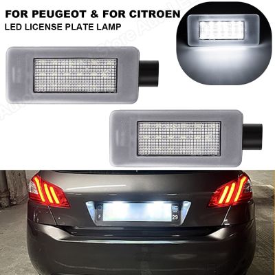โคมไฟ LED ไฟป้ายทะเบียนรถ2ชิ้นสำหรับ Peugeot 208 2008 308 3008 5008 II 207 CC โคมไฟแผ่นตัวเลขสำหรับ Citroen C5 C4 Picasso