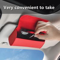 Car Visor Sunglasses Case Clip Hanger Magnetic Fastener Sunglasses Holder PU Leather Storage Box Eyeglasses Holder Car Interior