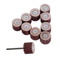 10Pcs Emery Cloth Trimming Buffing Grinding Sandpaper Sanding Flap Wheel Head Grits 240 with 1Pc 3mm Shank Mandrel Rotary Tools