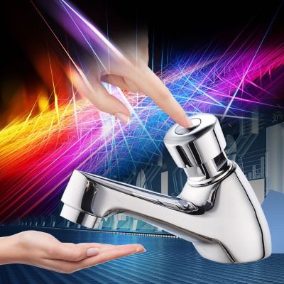 Self Closing Water Saving Tap Bathroom Basin Cold Faucet Delay Push Button