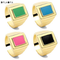 DPLAOPA 925เงินสเตอร์ลิงทองสายรุ้งเคลือบสีเขียว Signet แหวน Gube สีฟ้าสีชมพูสีดำผู้หญิง Rock Punk เครื่องประดับงานแต่งงานขนาดใหญ่