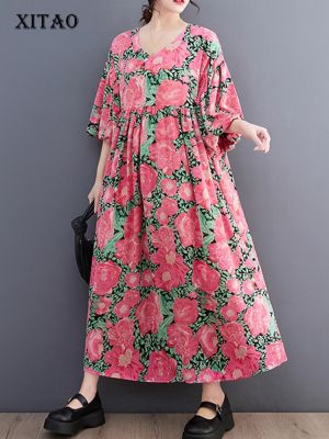 XITAO Dress Loose  Women Casual Print Dress