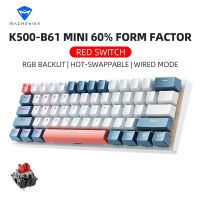 Machenike K500-B61 Mini Mechanical Keybaord 60% Form Factor 61Keys Gaming Keybaord Wired Full Key Hot-Swappable RGB Backlit Ceiling Lights