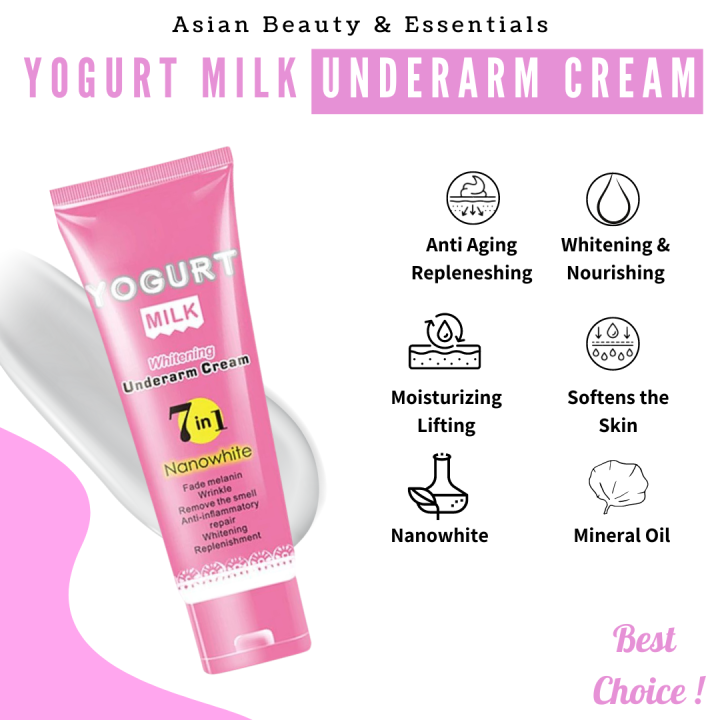 100 EFFECTIVE!!! Yogurt Milk Whitening Underarm Cream for Dark