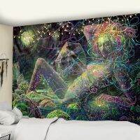 Magic Lines Medusa Tapestry Creative line painting Witchcraft Psychedelic Abstract Naked Girl Hippe Home Decor