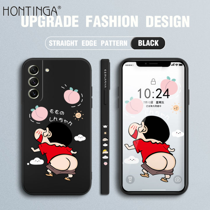 hontinga-เคสโทรศัพท์สำหรับ-samsung-galaxy-s21-fe-s21fe-5g-เคสยางขอบซิลิโคนนิ่มทรงสี่เหลี่ยมลายการ์ตูนเครยอนชินจังเคสคลุมทั้งหมดเคสป้องกันกล้องสำหรับเด็กชายหญิง