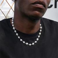 Hip Hop Pearl Necklace For Men Retro Silver Color Bead Chain Necklace Fashion Choker Women Party Jewelry Gift