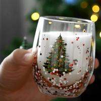 300ml Practical Christmas Cup Round Edges Christmas Coffee Cup Movable Glitter Sequin Drinking Wide Mouth Christmas Cup