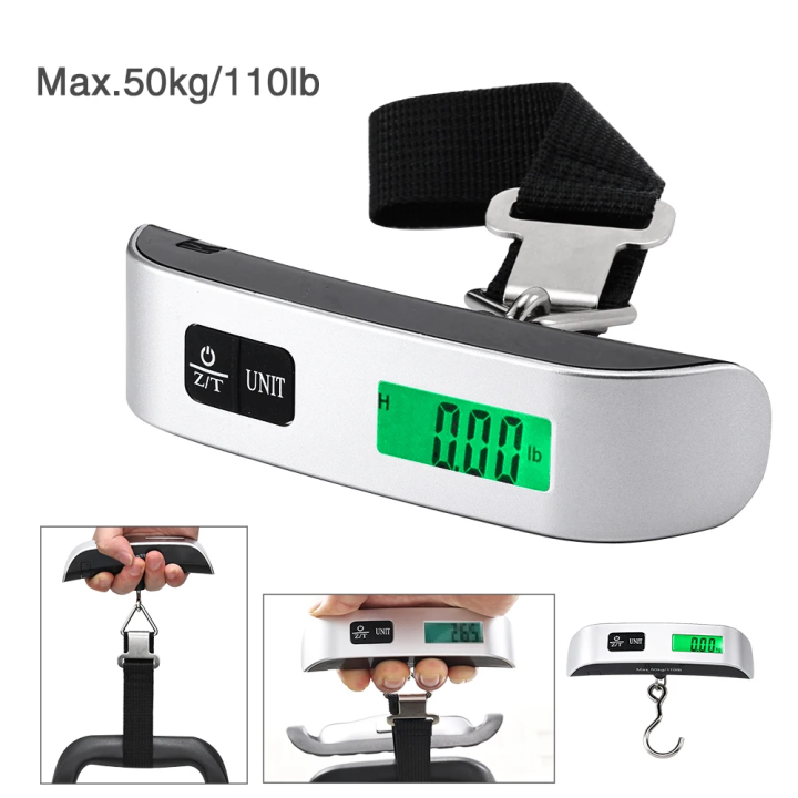 Digital LCD Display Weighing Hanging Scales 110lb/50kg Portable Scale