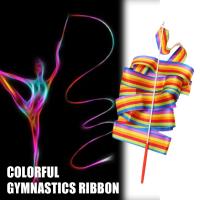 4m Long Rainbow Color Belt Gymnastics Ribbon Dance Ribbon Performance Dancing Props N4W1