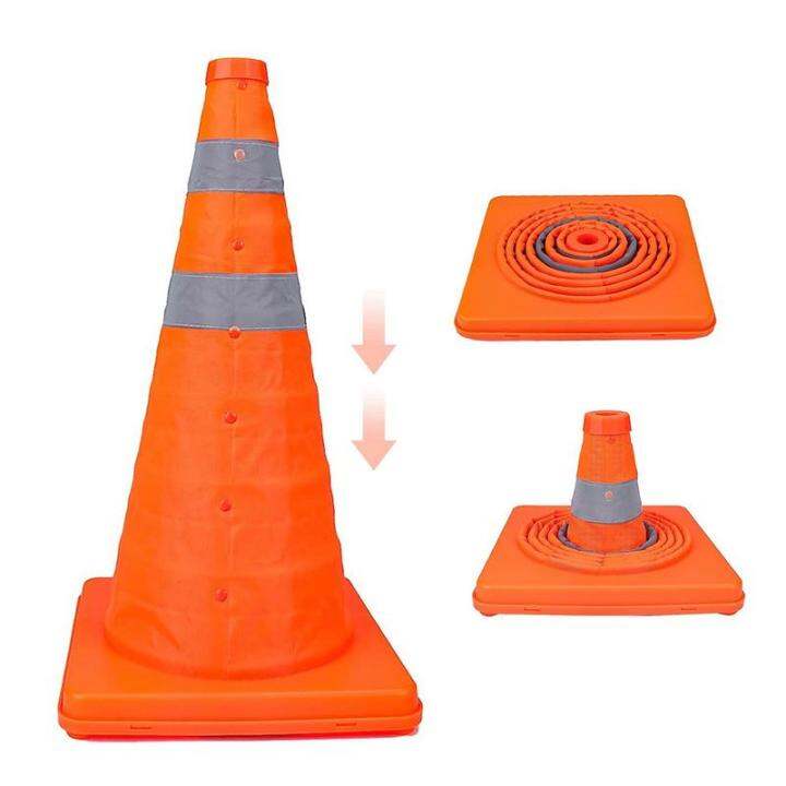 S75 Foldable Traffic Cones Parking Cones 45Cm Height Safety Cone With Stripe Collapsible Traffic