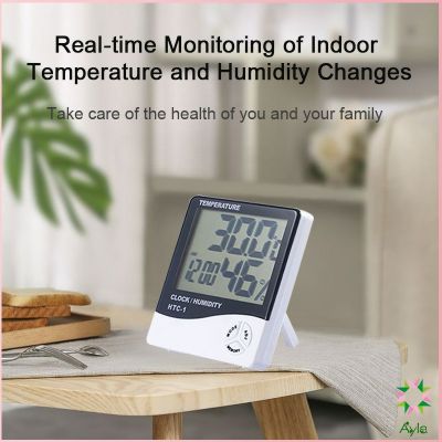 Ayla แบบดิจิตอล  LCD แบบดิจิตอล เครื่องวัดอุณหภูมิและความชื้น Digital Temperature Meter