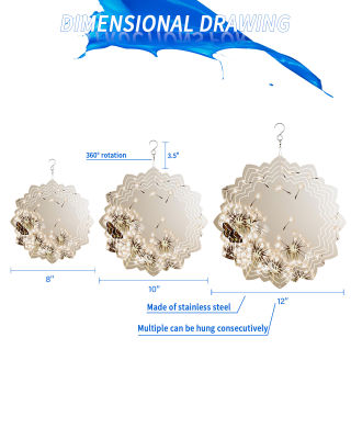 D Andelion ผีเสื้อดอกไม้พืชกระดิ่งลมกลางแจ้งสวนระเบียงสแตนเลสแขวนตกแต่งบ้าน3D หมุนลมปั่น