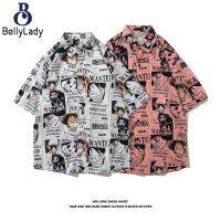 Men One Piece Printing T-shirt Summer Thin Short-sleeved Tops Trendy Casual Lapel Shirt【fast】