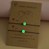 2Pcs Pinky Promise สร้อยข้อมือคู่สำหรับผู้หญิงน่ารัก Luminous Heart ลูกปัดสร้อยข้อมือถักมิตรภาพความงามเครื่องประดับ Gift